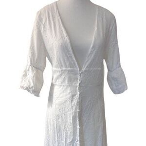 Dress, maxi, cover up, maxi, NWOT,  STUNNING, eyelet , fitted to curves, lined
